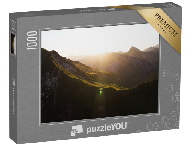 puzzle 1000 dílků „Alpské panorama ve zlatém slunečním světle, Rakousko“