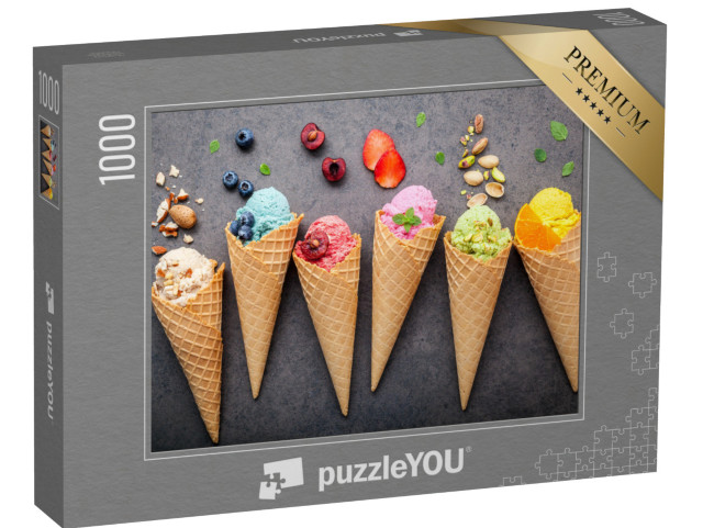 puzzle 1000 dílků „Příchutě zmrzliny v kornoutech“
