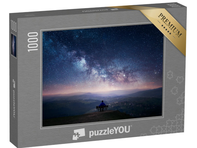 puzzle 1000 dílků „Muž se dívá na hvězdnou oblohu“