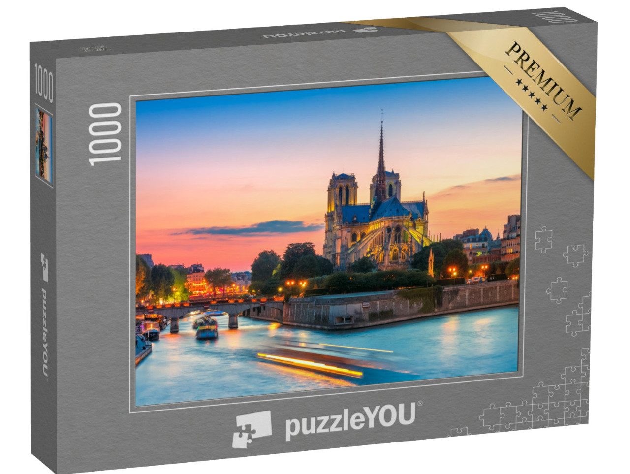 puzzle 1000 dílků „Malebná krajina katedrály Notre Dame de Paris, Francie“