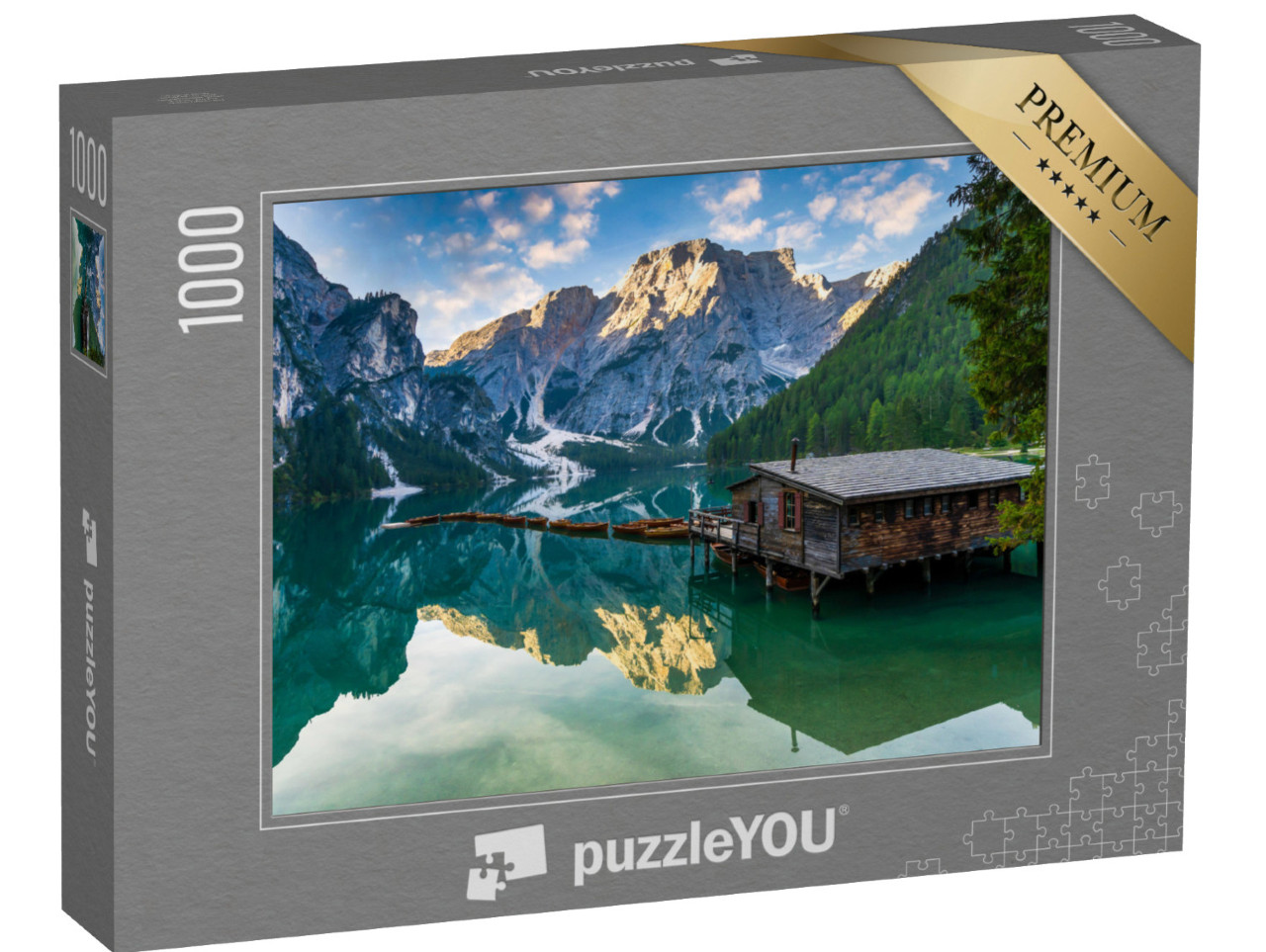 puzzle 1000 dílků „Jezero Braies v Dolomitech, Přírodní park Fanes-Sennes-Braies, Dolomity“