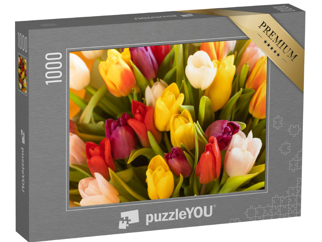 puzzle 1000 dílků „Barevná kytice tulipánů na Velikonoce“