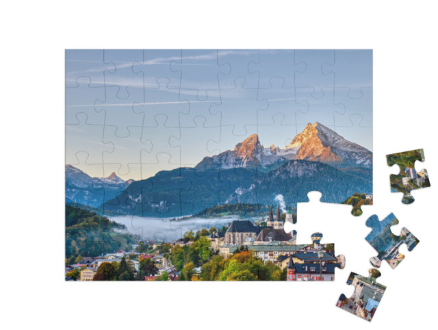 puzzle 48 dílků „Berchtesgaden a Watzmann v Bavorských Alpách“