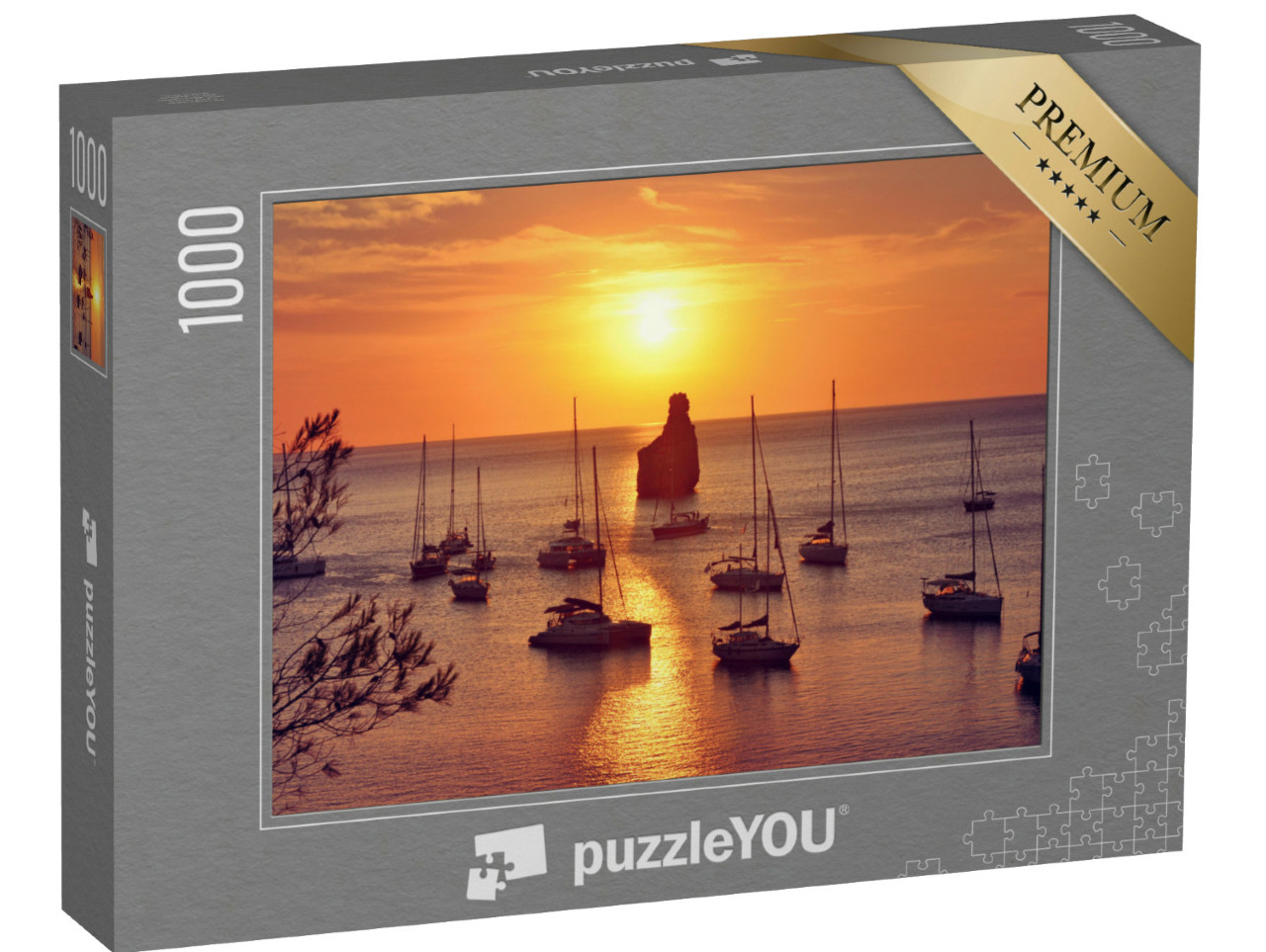 puzzle 1000 dílků „Plachetnice při západu slunce, Ibiza, Španělsko“