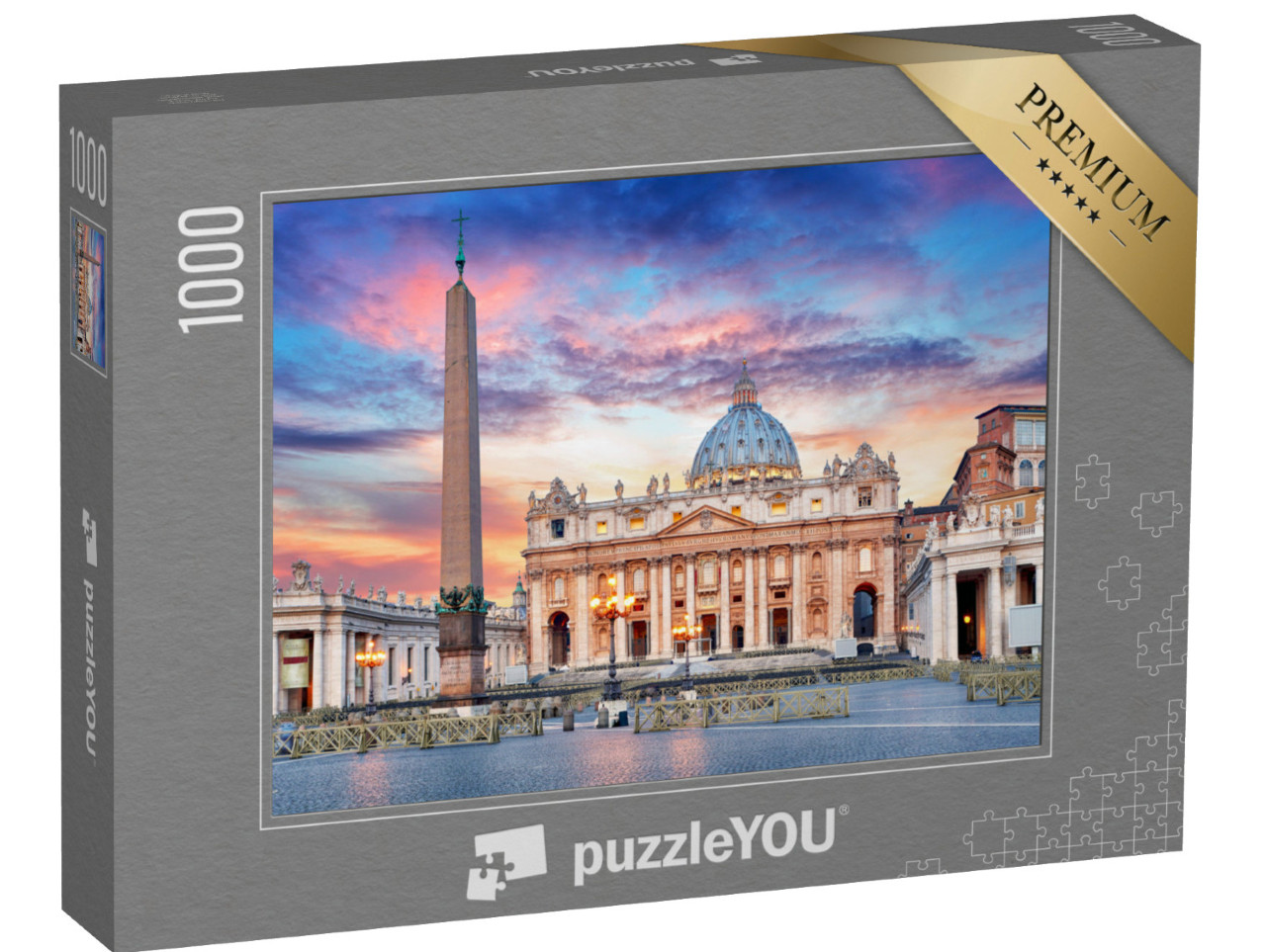 puzzle 1000 dílků „Východ slunce nad bazilikou svatého Petra, Vatikán, Řím“