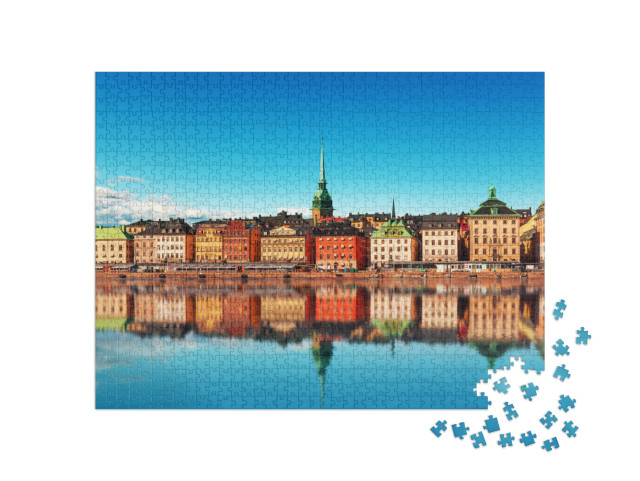 puzzle 1000 dílků „Letní panorama starého města Gamla Stan, Stockholm, Švédsko“