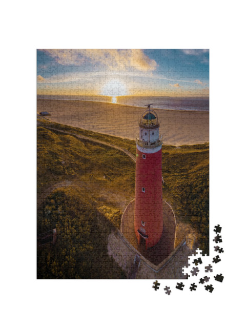 puzzle 1000 dílků „Holandský maják na pláži Texelu, Nizozemsko“