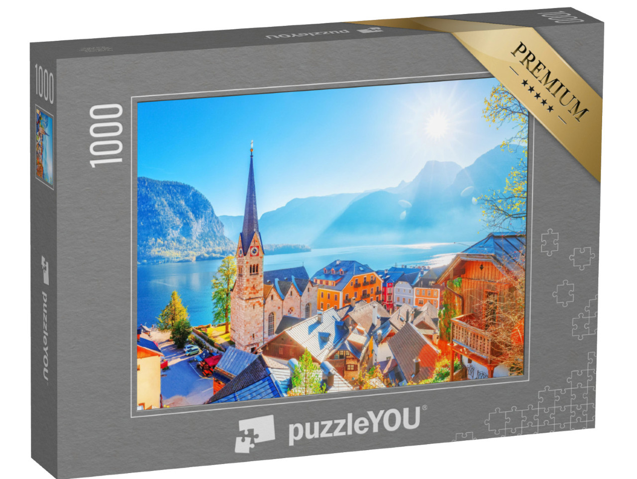 puzzle 1000 dílků „Historická vesnice Hallstadt, památka UNESCO, Rakousko“