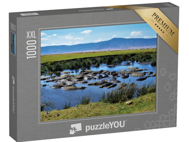 puzzle 1000 dílků XXL „Hroší kotlina, kráter Ngorongoro, Tanzanie“