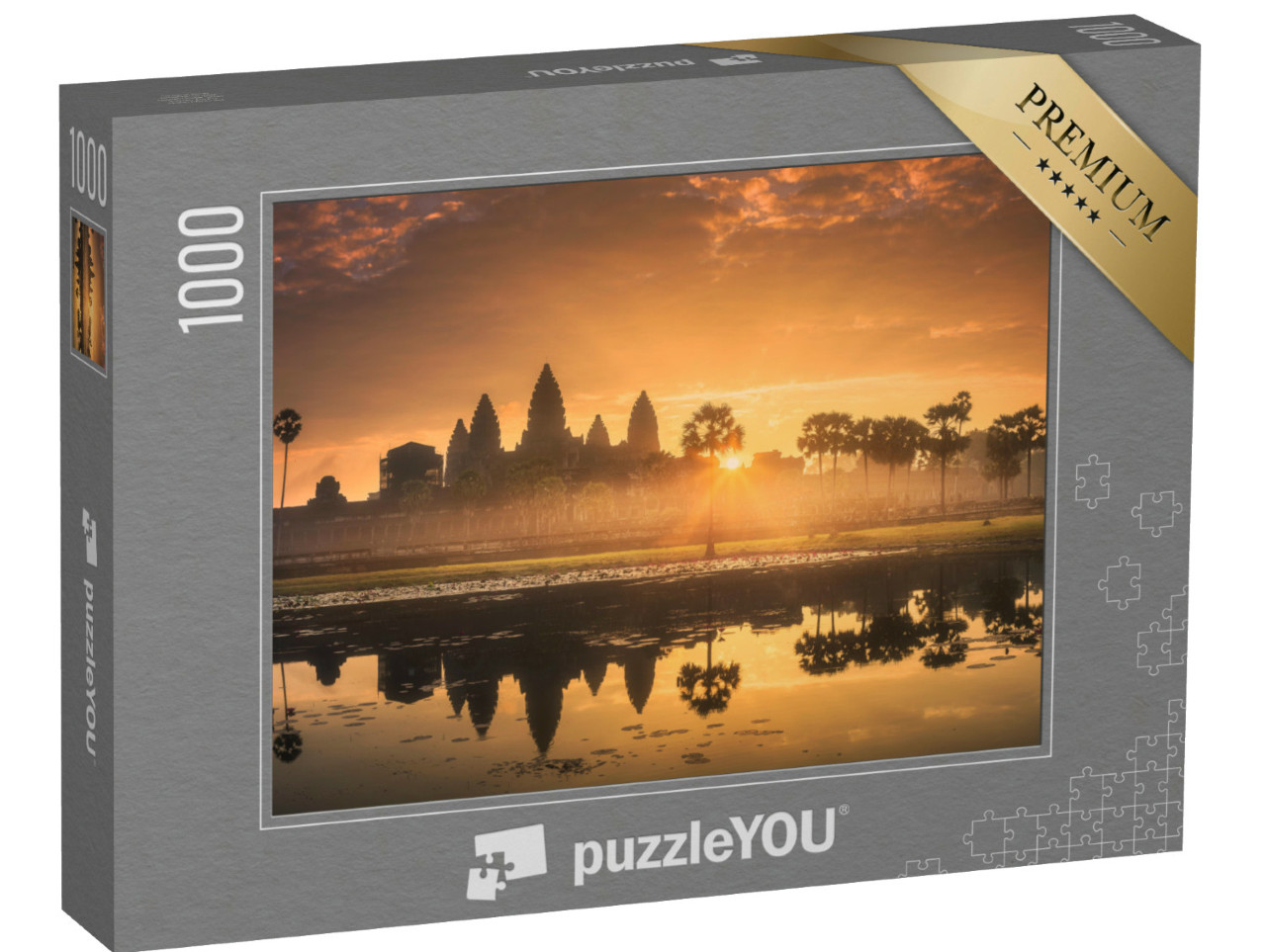 puzzle 1000 dílků „Chrámový komplex Angkor Wat, jezero Siem Reap, Kambodža“