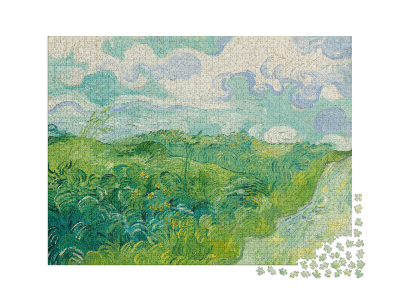 puzzle 2000 dílků „Vincent van Gogh - Zelená pšeničná pole, Auvers“