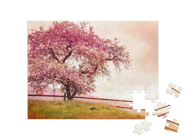 puzzle 100 dílků „Úchvatně krásný kvetoucí strom“