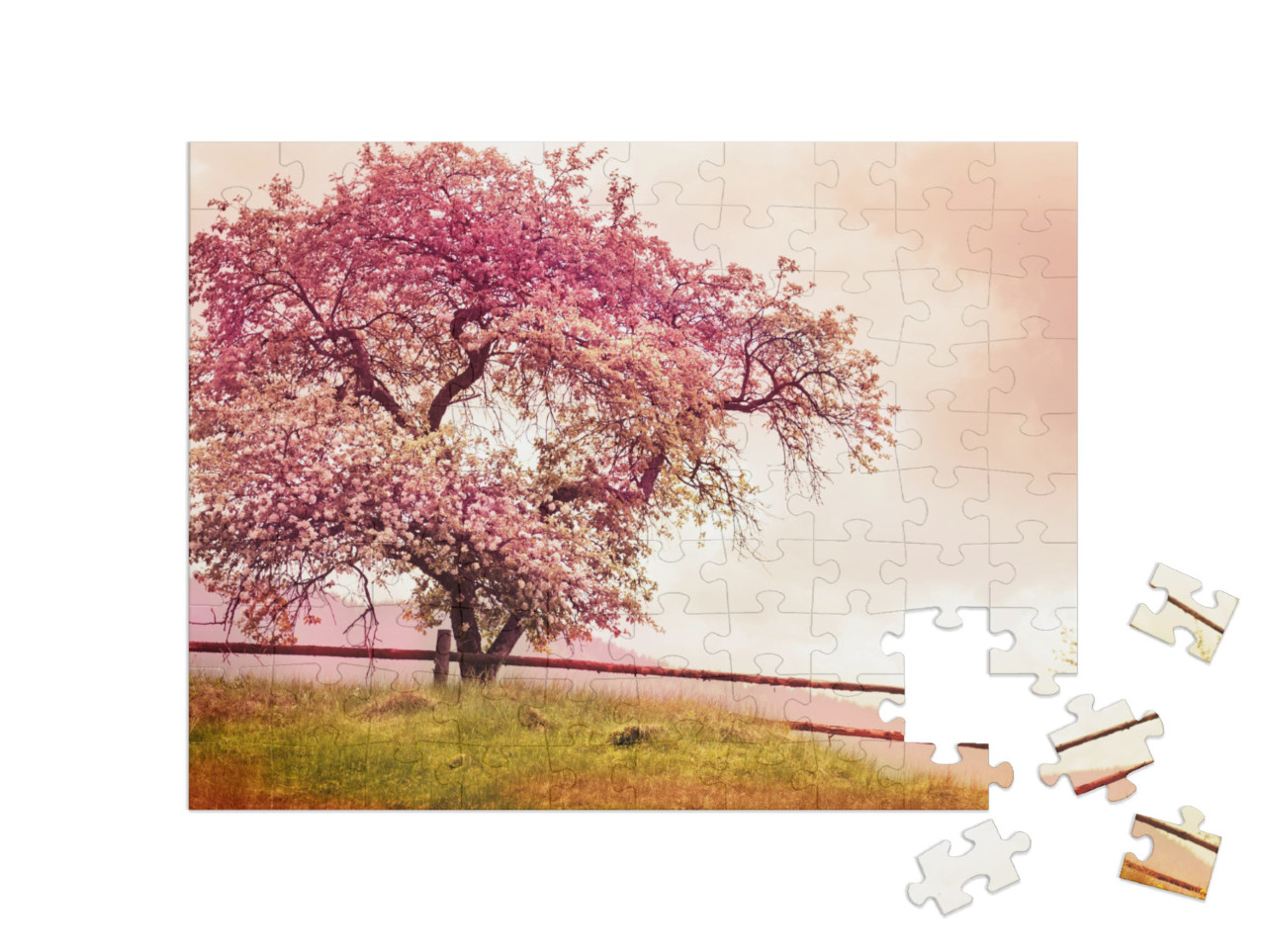 puzzle 100 dílků „Úchvatně krásný kvetoucí strom“