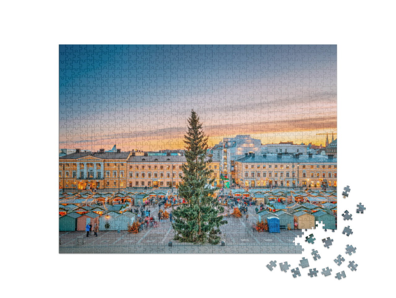 puzzle 1000 dílků „Vánoční trh na Senátním náměstí, Helsinky, Finsko“