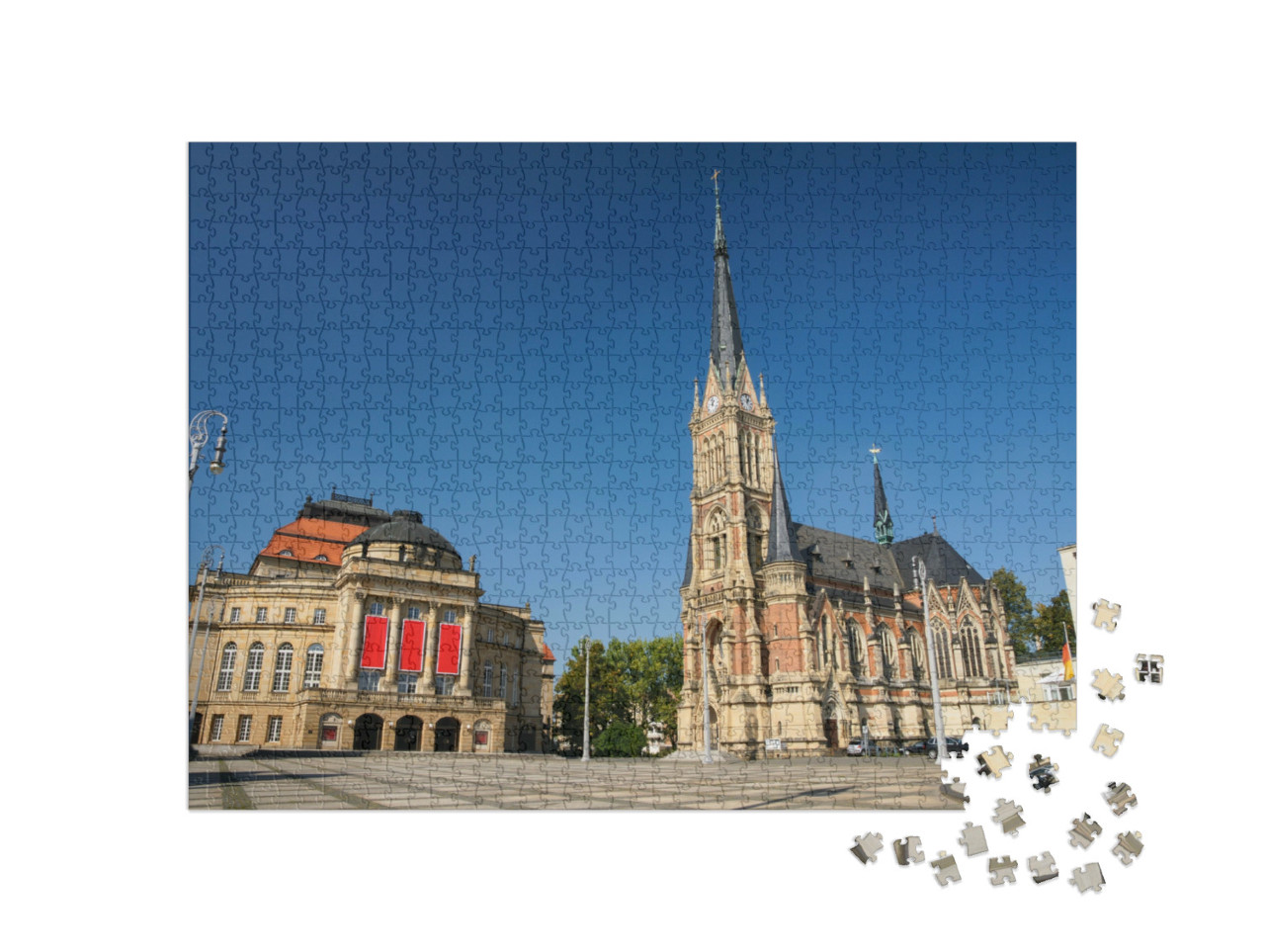 puzzle 1000 dílků „Divadelní náměstí s operou v Chemnitz, Německo“