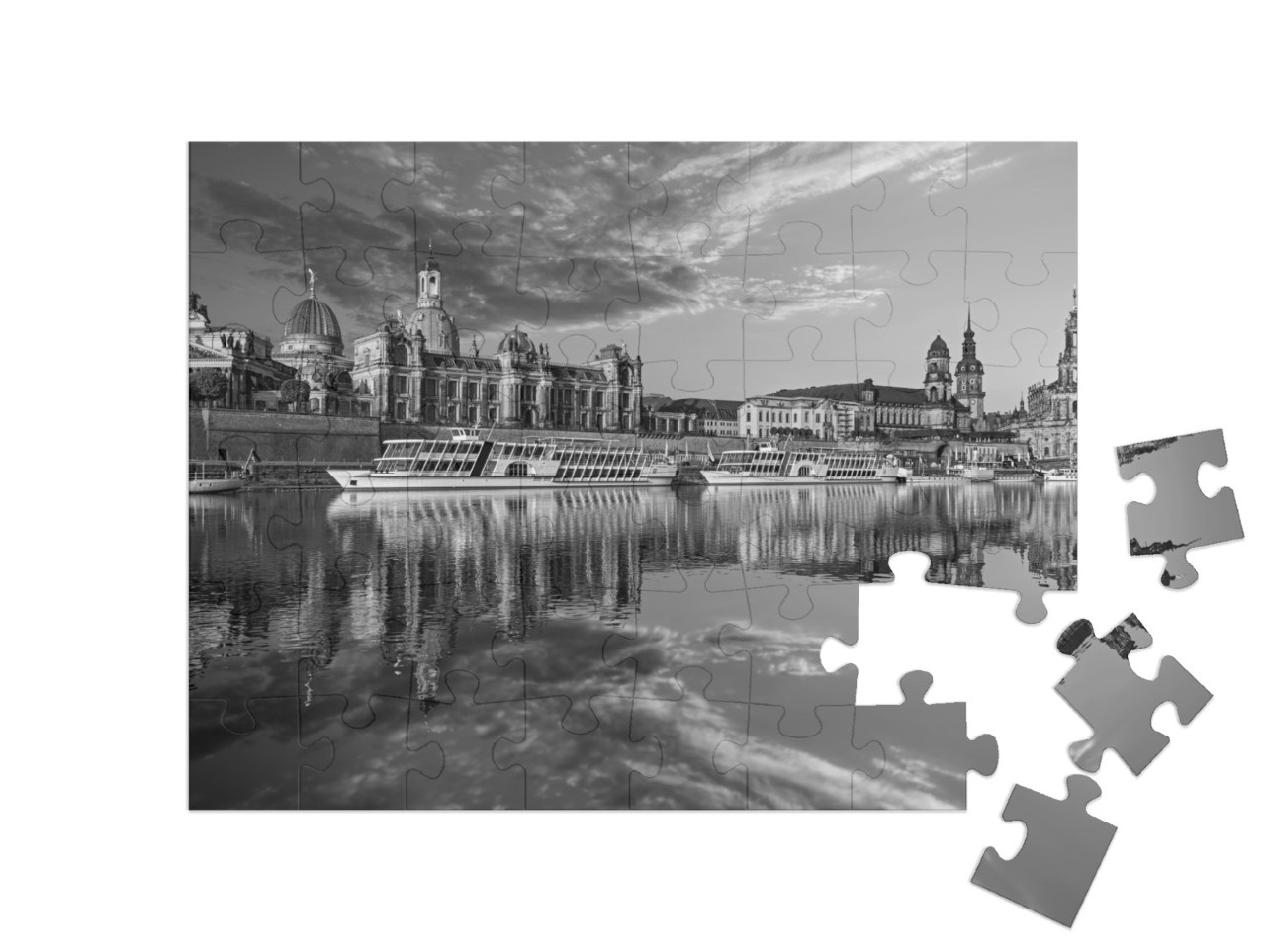 puzzle 48 dílků „Panorama Drážďan na Labi a Augustově mostě“