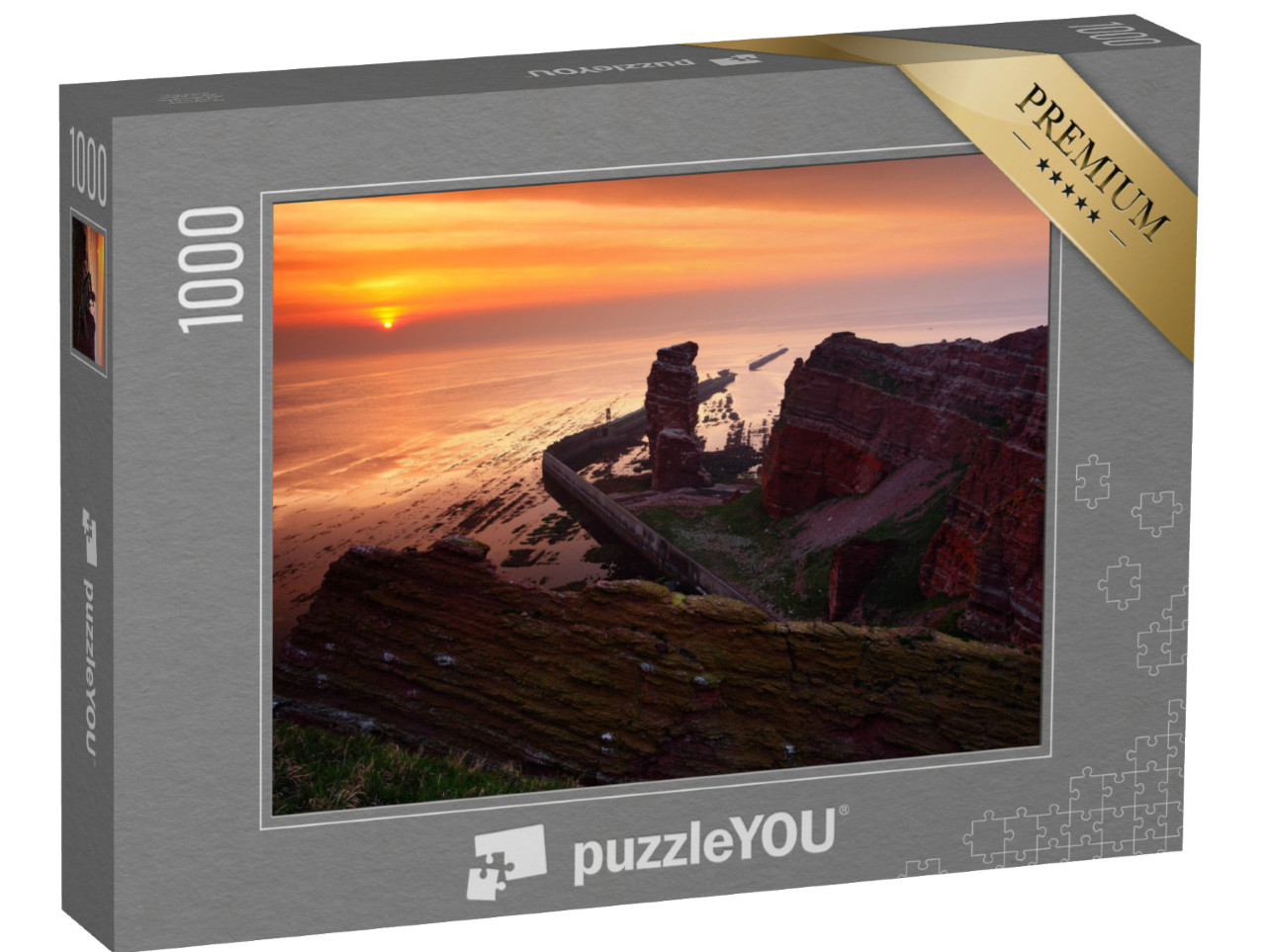 puzzle 1000 dílků „Západ slunce na skalnatém pobřeží ostrova Helgoland, Německo“