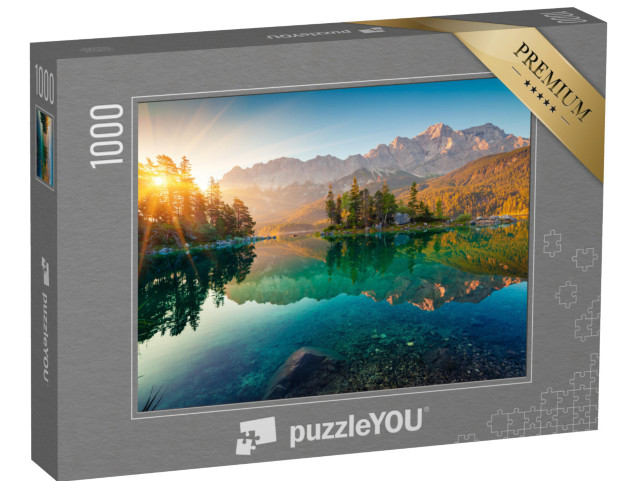 puzzle 1000 dílků „Letní východ slunce u jezera Eibsee se Zugspitze“