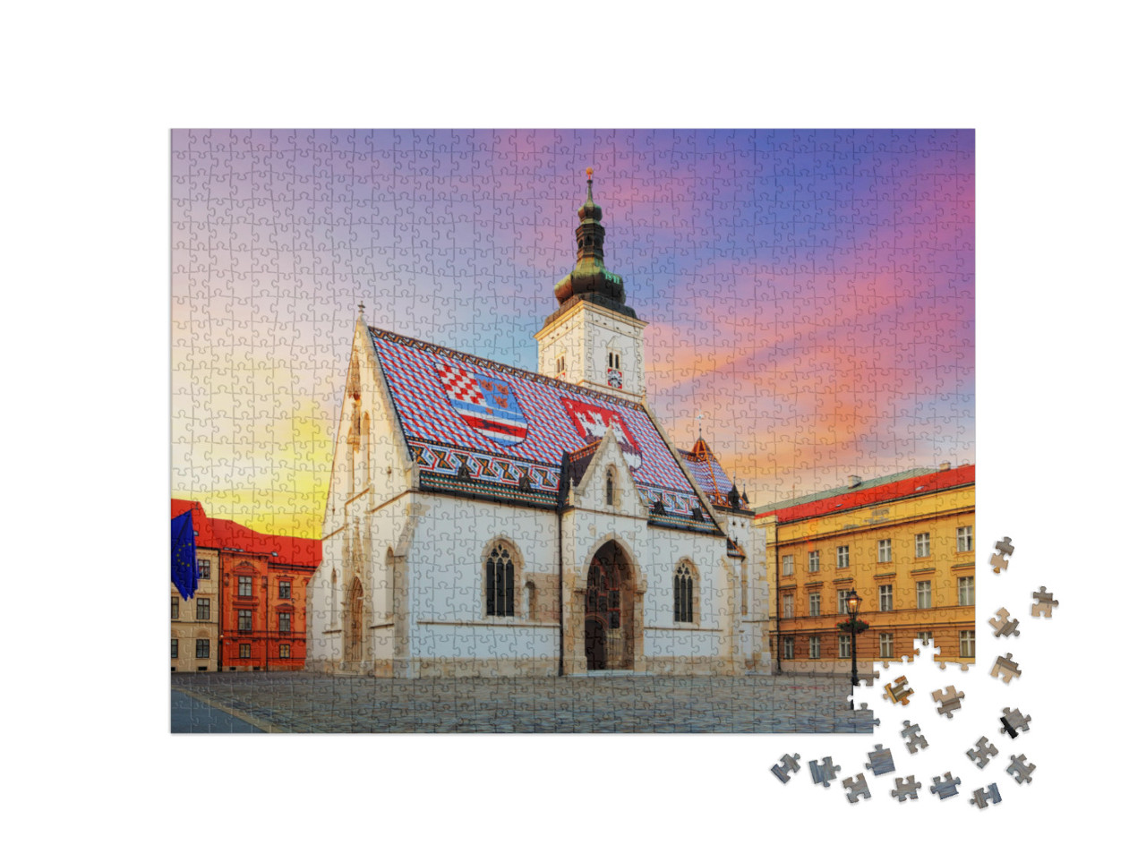 puzzle 1000 dílků „Kostel v Záhřebu: kostel sv. Marka“