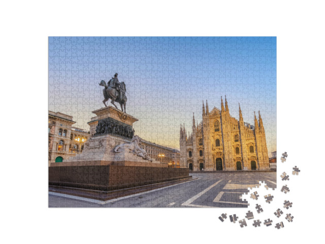 puzzle 1000 dílků „Milánská katedrála (Milan Duomo) při východu slunce, Milán (Milano), Itálie“