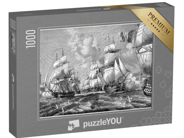 puzzle 1000 dílků „Rytá ilustrace: Admirál Hengst se svou eskadrou, Francie 1885“