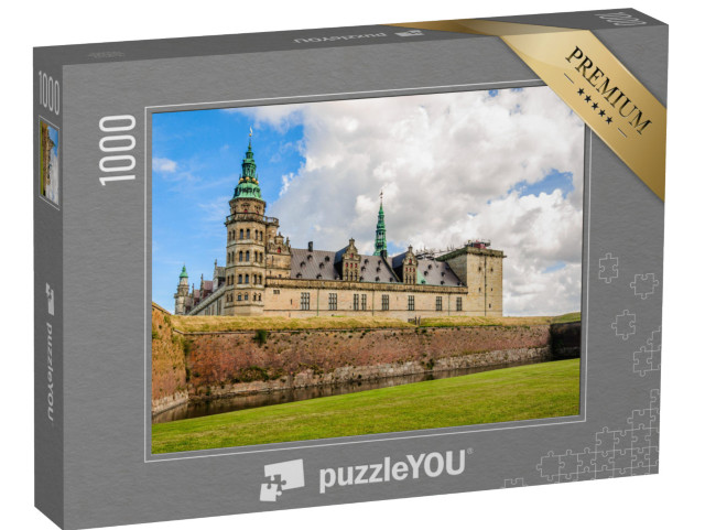 puzzle 1000 dílků „Panoramatický pohled na cihlovou zeď kolem hradu Kronborg, Helsingor“