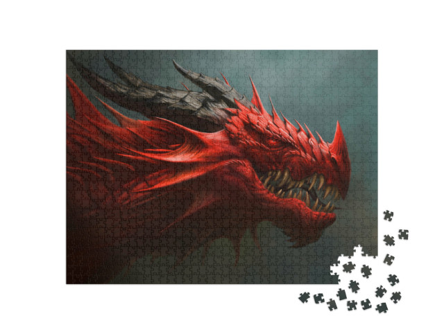 puzzle 1000 dílků „Digitální portrét červeného draka“