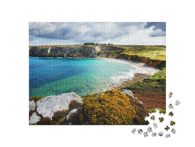 puzzle 1000 dílků „Pohled na mořskou lagunu v Pointe de Toulinguet v Bretani, Francie“