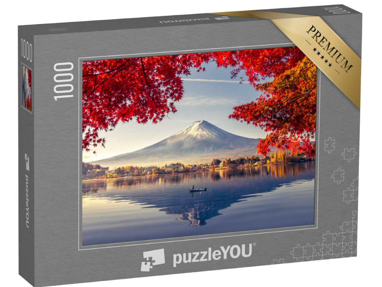 puzzle 1000 dílků „Krásný panoramatický výhled na horu Fudži u jezera Kawaguchiko, Japonsko“