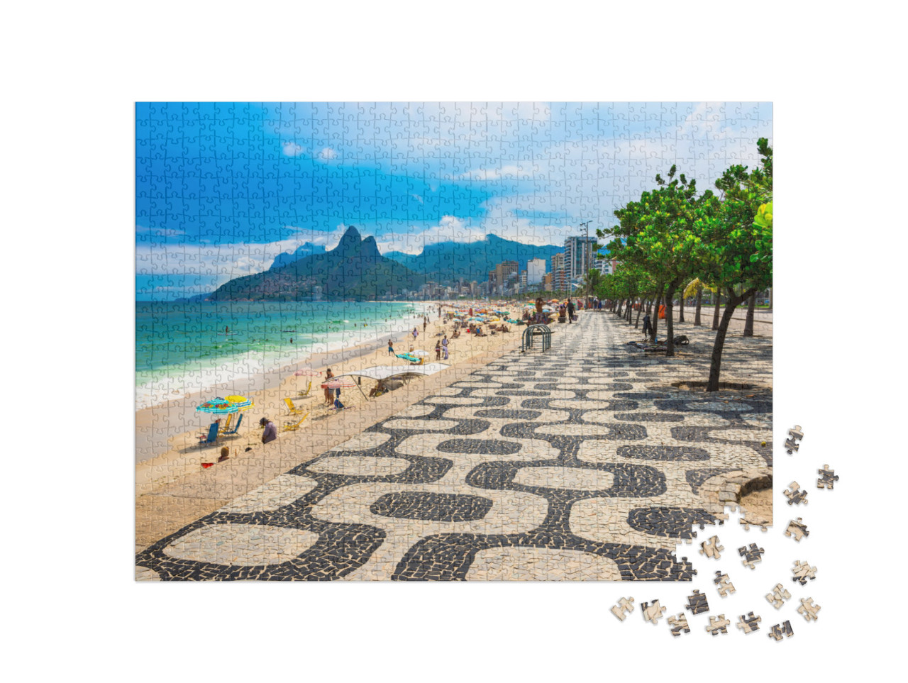 puzzle 1000 dílků „Ipanema: Pláž s mozaikou, Rio de Janeiro“