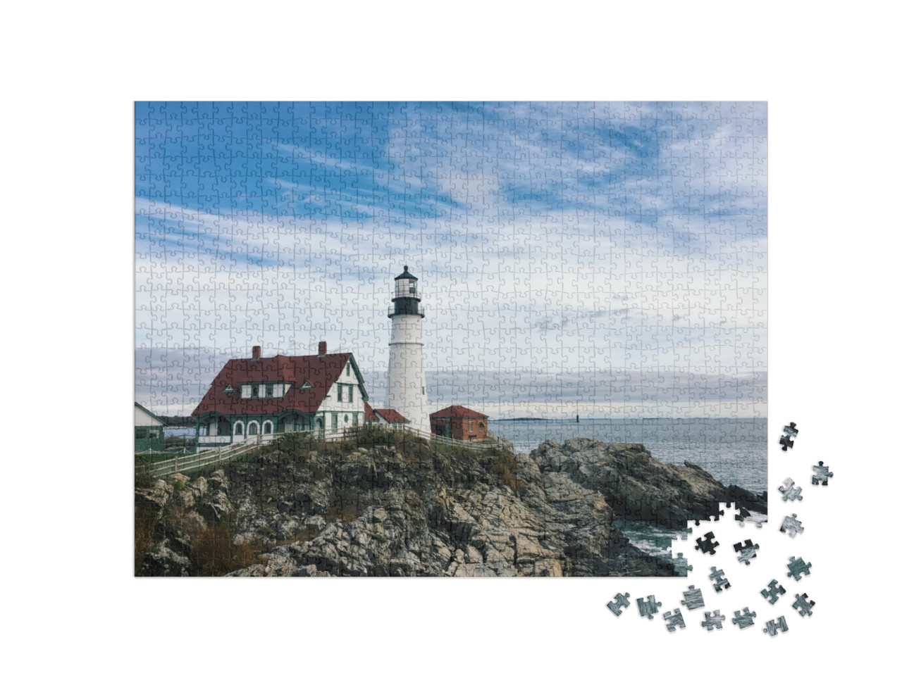 puzzle 1000 dílků „Maják Portland Headlight, Port Elizabeth, Maine“