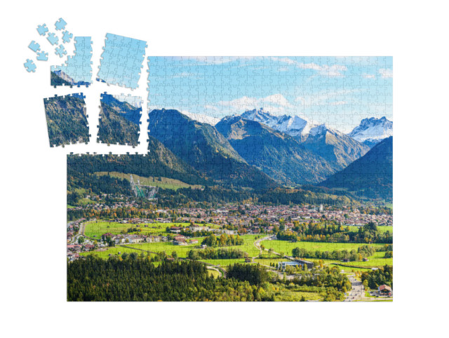 SMART SORTED® | Puzzle 1000 dílků „Panoramatický pohled na Obersdorf v Allgäu“
