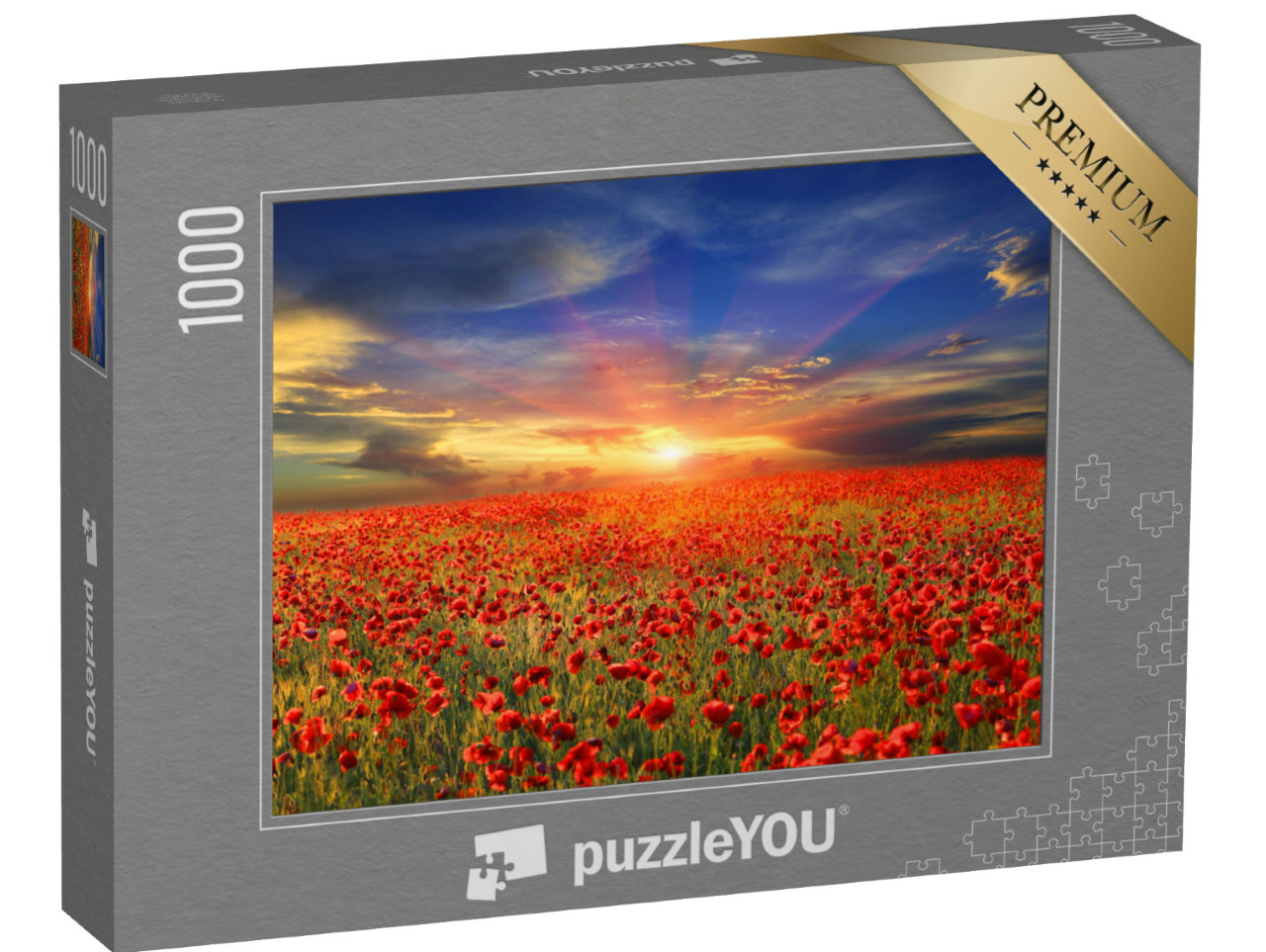 puzzle 1000 dílků „Západ slunce nad makovým polem“