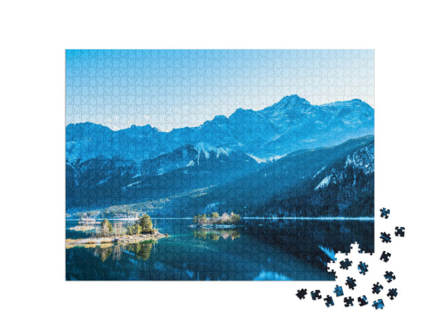 puzzle 1000 dílků „Průzračné jezero Eibsee na úpatí Zugspitze“