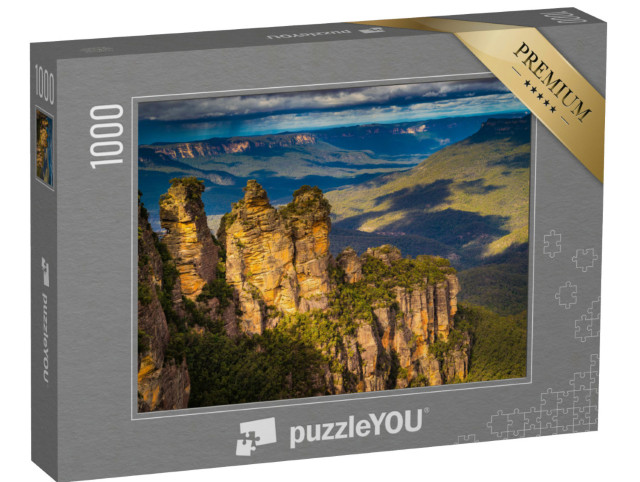 puzzle 1000 dílků „Slavný pískovcový skalní útvar Tři sestry v Modrých horách, Nový Jižní Wales, Austrálie“