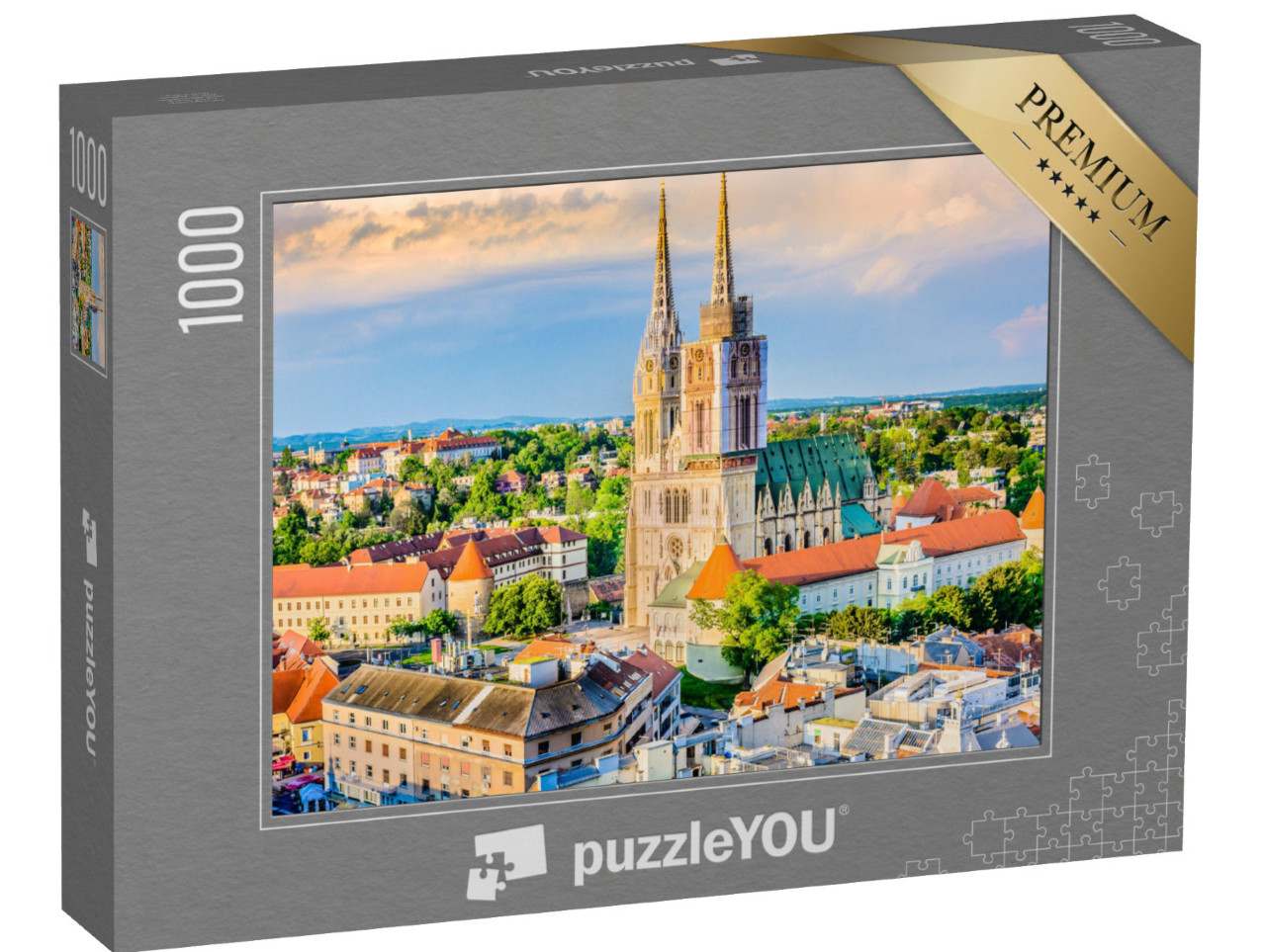 puzzle 1000 dílků „Záhřebská katedrála: letecký pohled z Chorvatska“