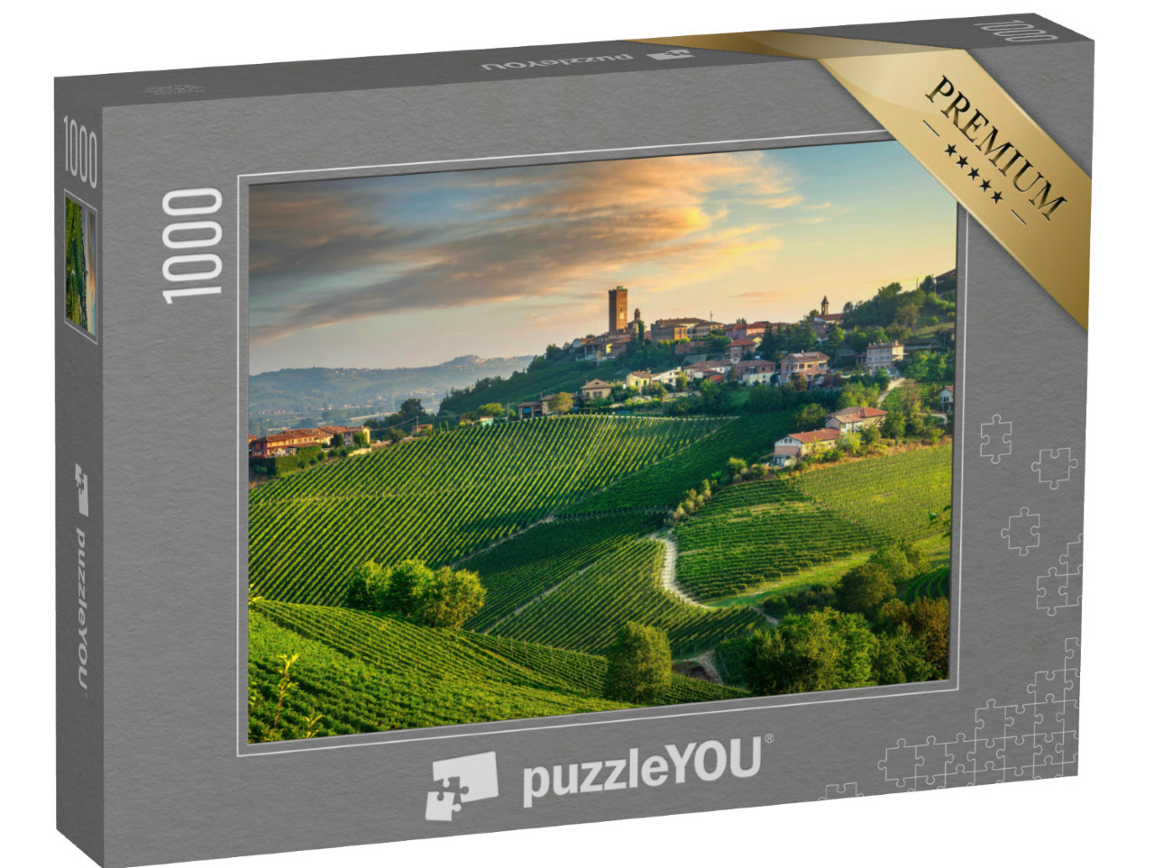 puzzle 1000 dílků „Vesnice Barbaresco a vinice Langhe“