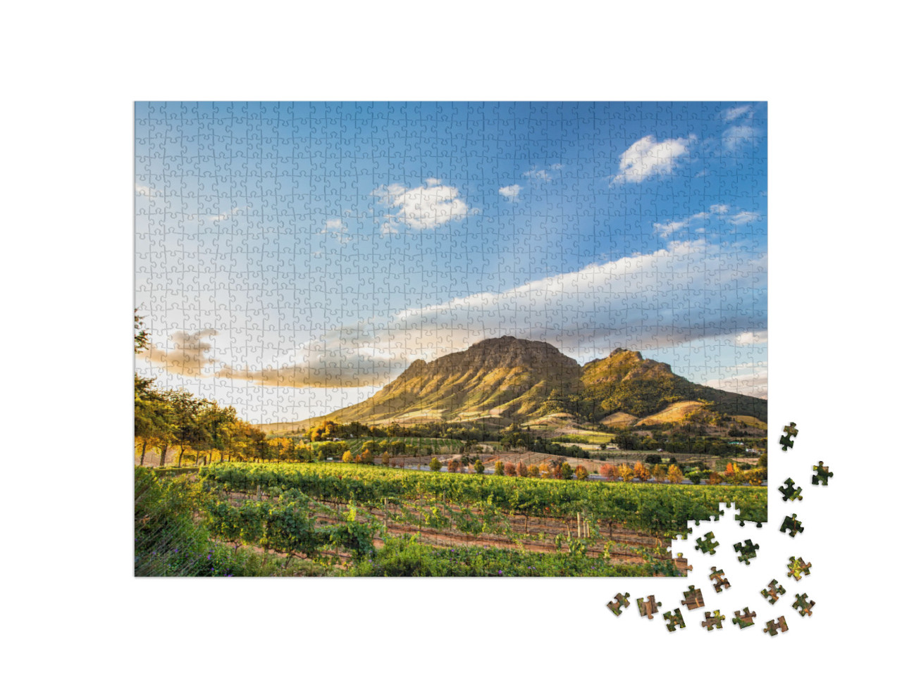 puzzle 1000 dílků „Vinařská oblast Stellenbosch se Simonsbergem, Jihoafrická republika“