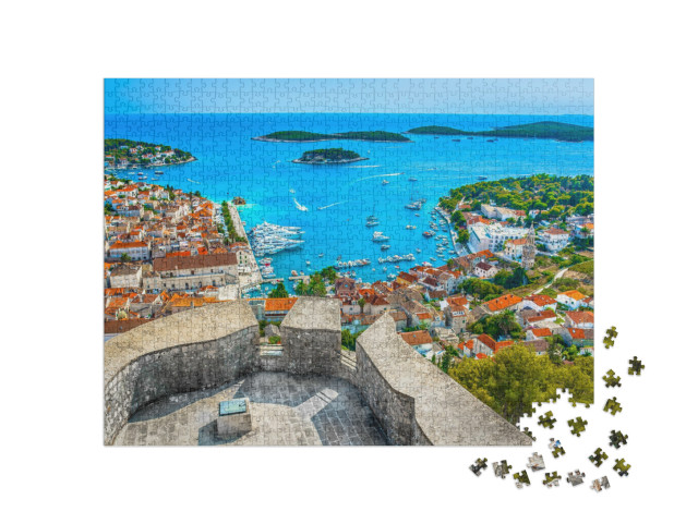 puzzle 1000 dílků „Letecký pohled na souostroví u města Hvar, Chorvatsko“