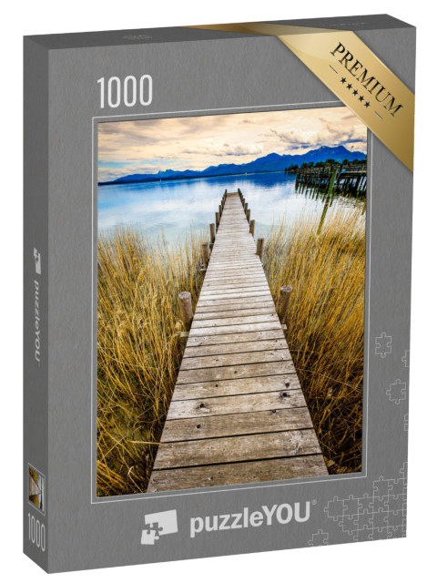 puzzle 1000 dílků „Dřevěná lávka na jezeře Chiemsee u Gstadtu, Německo“