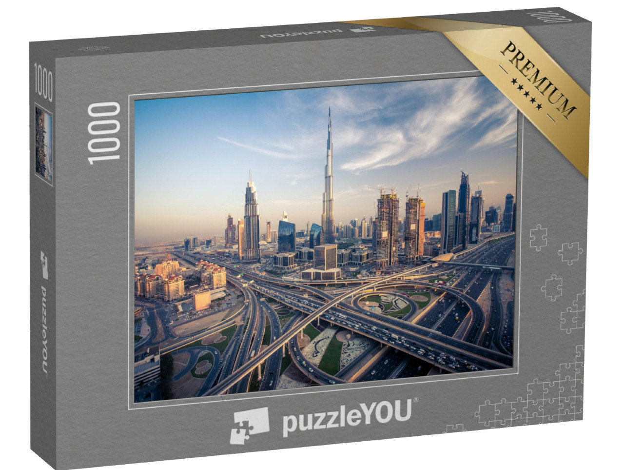 puzzle 1000 dílků „Dubajské panorama s nejrušnějšími dálnicemi“