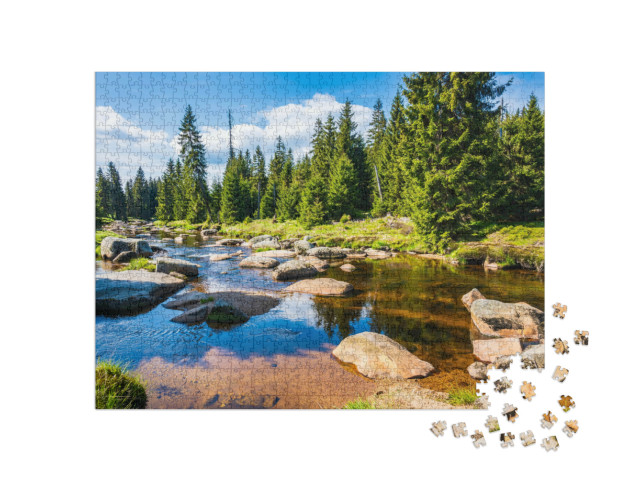 puzzle 1000 dílků „Řeka Jizerka, Jizerské hory, Česká republika“