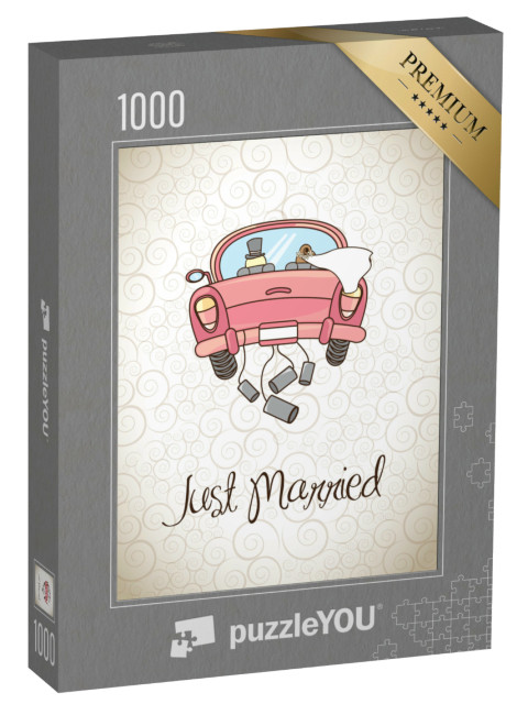 puzzle 1000 dílků „Právě se oženil přes vinobraní pozadí vektorové ilustrace“