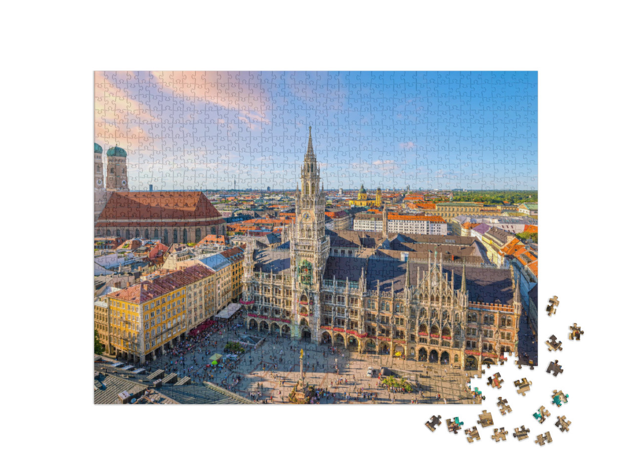 puzzle 1000 dílků „Mnichov: Radnice na náměstí Marienplatz“