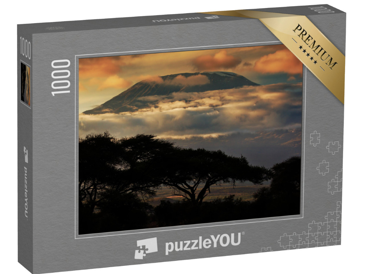 puzzle 1000 dílků „Kilimandžáro při západu slunce, krajina savany v Amboseli, Keňa“