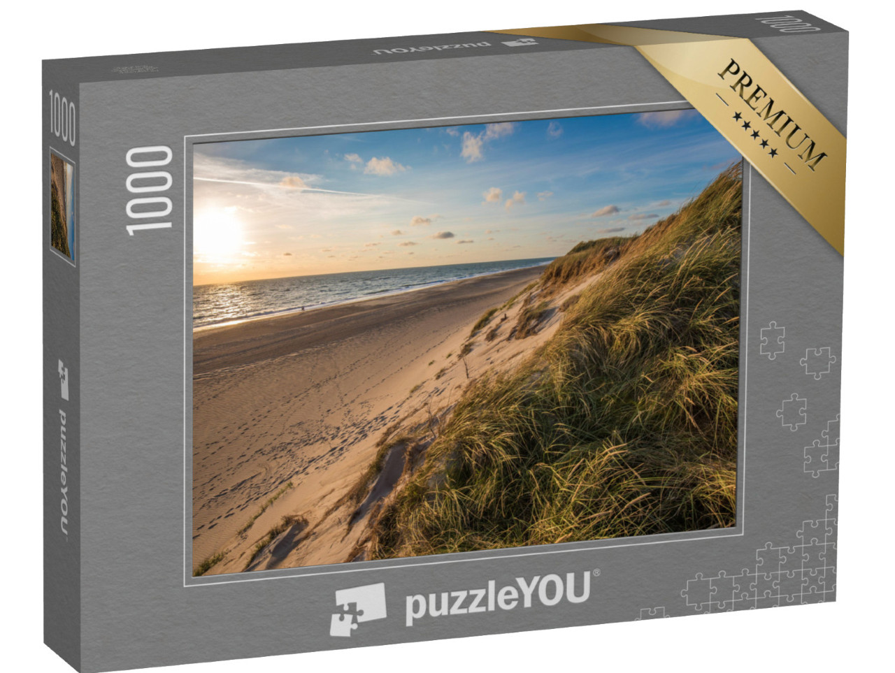 puzzle 1000 dílků „Pláž Severního moře, pobřeží Jutska, Dánsko“