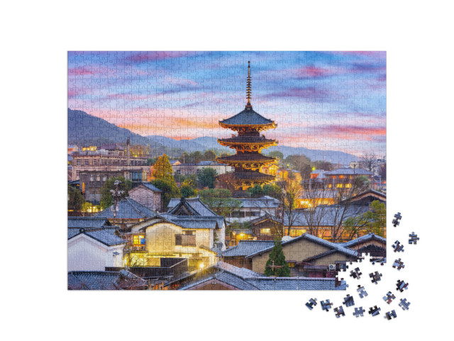 puzzle 1000 dílků „Historická čtvrť Higašijama, Kjóto, Japonsko“