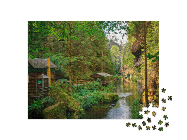 puzzle 1000 dílků „Edmundova soutěska, Hřensko, České Švýcarsko, Česká republika“