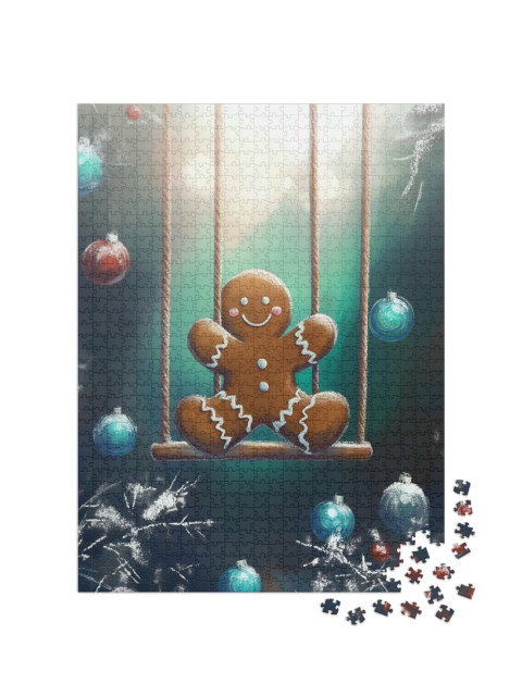 puzzle 1000 dílků „Perníkový muž se přehoupne do vánoční sezóny“