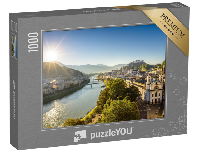 puzzle 1000 dílků „Panoramatický pohled na Salcburk za letního rána, Rakousko“